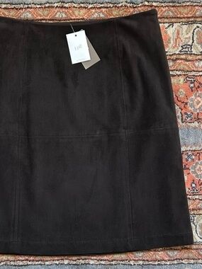 J. Jill Walnut Brown Autumn Faux Suede Pencil Mini A-Line Skirt NWT